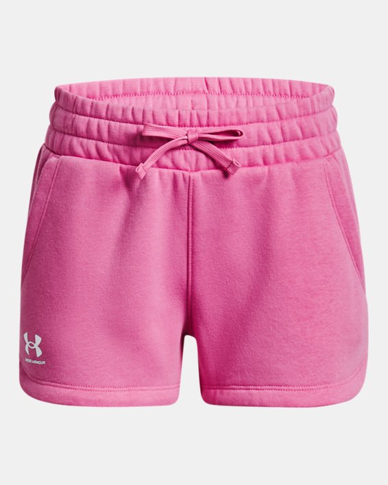 Girls' UA Rival Fleece Shorts in Pink image number 0